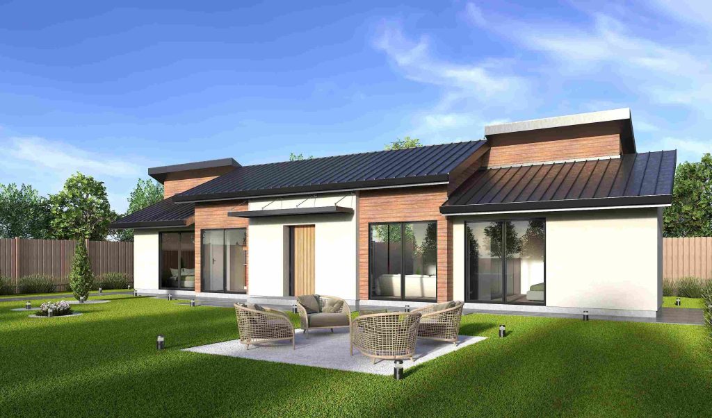 Campbell ADU exterior with wood siding and stucco elevation design