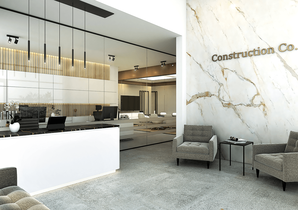 Office entrance and reception with natural lighting